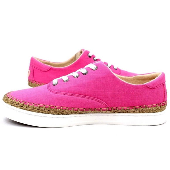 UGG AUSTRALIA EYAN II PINK AZALEA CANVAS BOAT STYLE SNEAKERS Trainers Flat Shoes - Picture 5 of 16